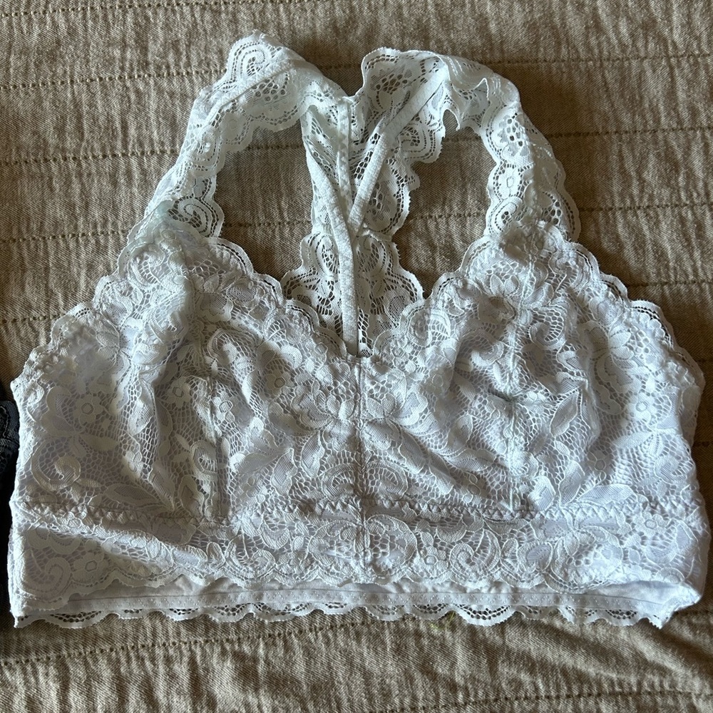 grey and white bralette